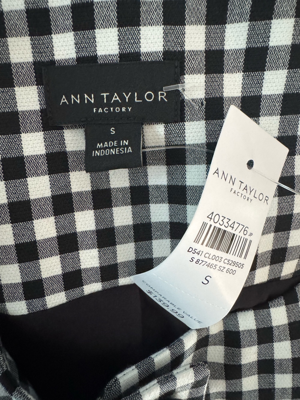 NWT Ann Taylor Black White Gingham Plaid Button Front Vest Size Small - Picture 5 of 6